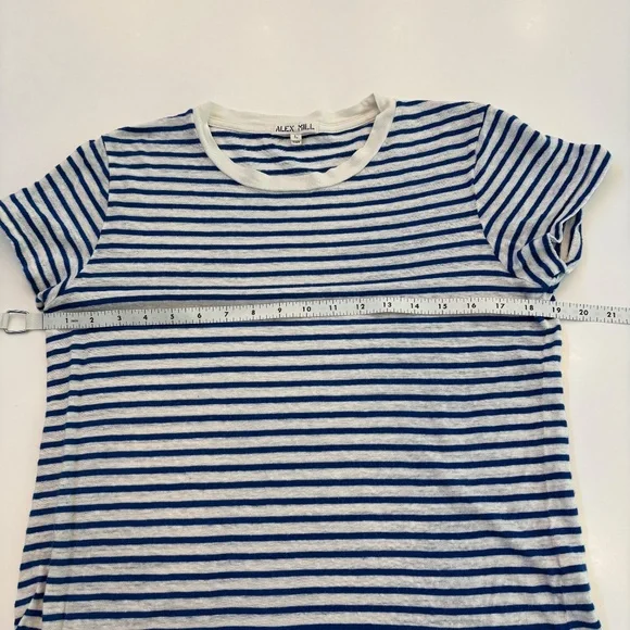 Alex Mill Blue and White Prospect Tee in Stripe, Linen Blend, Size Large - Picture 4 of 8